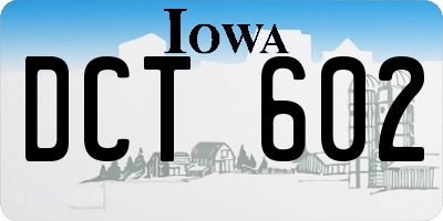 IA license plate DCT602