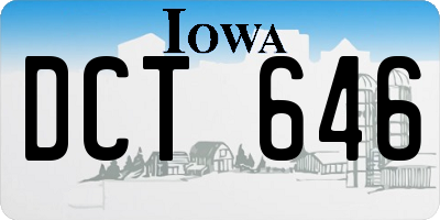 IA license plate DCT646