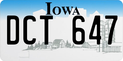 IA license plate DCT647
