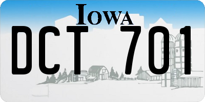 IA license plate DCT701