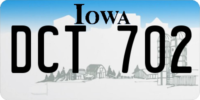 IA license plate DCT702