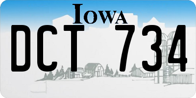 IA license plate DCT734