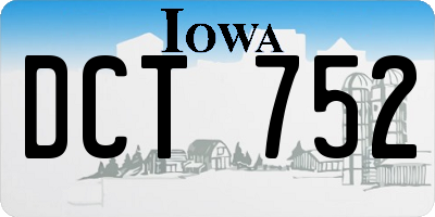 IA license plate DCT752