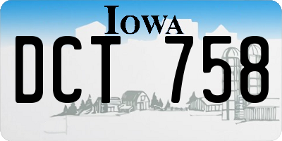 IA license plate DCT758