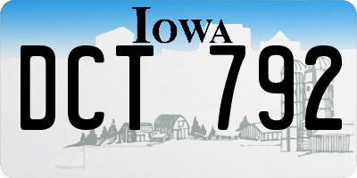 IA license plate DCT792