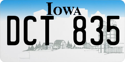 IA license plate DCT835