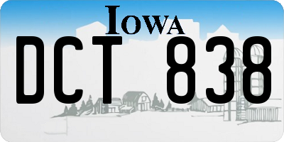 IA license plate DCT838
