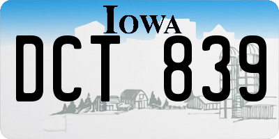 IA license plate DCT839