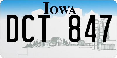 IA license plate DCT847