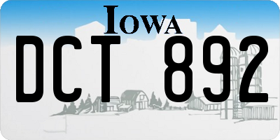 IA license plate DCT892