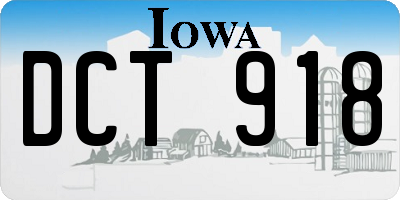 IA license plate DCT918