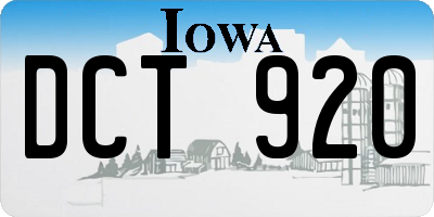 IA license plate DCT920