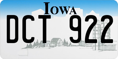 IA license plate DCT922