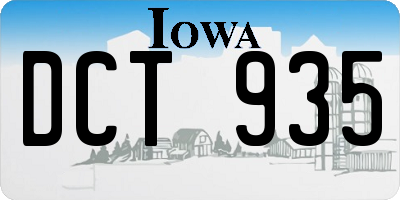IA license plate DCT935