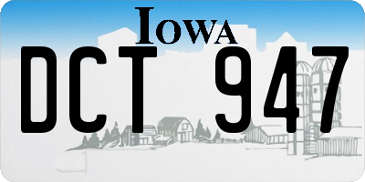 IA license plate DCT947