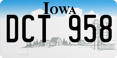 IA license plate DCT958