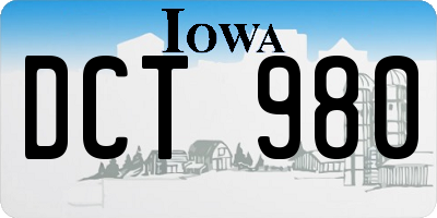 IA license plate DCT980