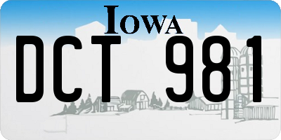 IA license plate DCT981