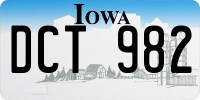 IA license plate DCT982
