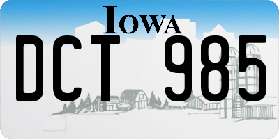 IA license plate DCT985