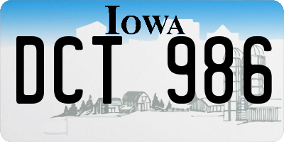 IA license plate DCT986