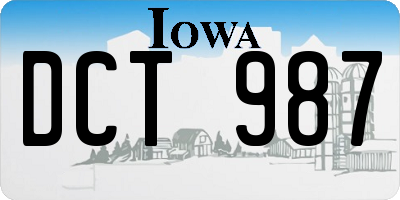 IA license plate DCT987