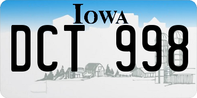 IA license plate DCT998