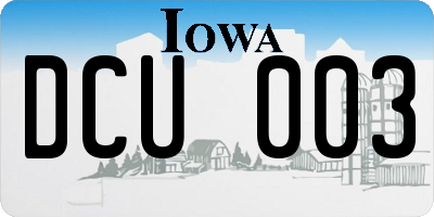 IA license plate DCU003