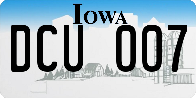 IA license plate DCU007