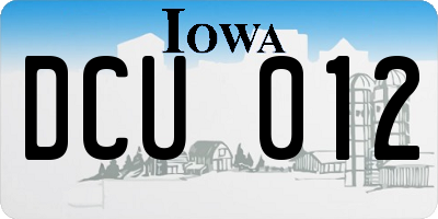 IA license plate DCU012