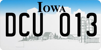 IA license plate DCU013