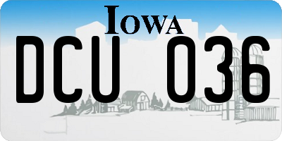 IA license plate DCU036
