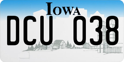 IA license plate DCU038