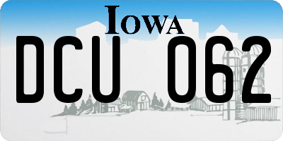 IA license plate DCU062