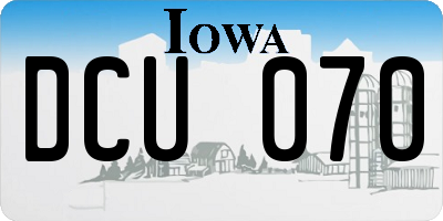 IA license plate DCU070