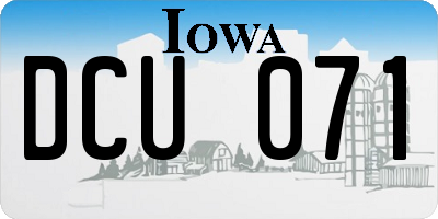 IA license plate DCU071