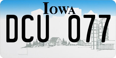 IA license plate DCU077