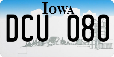 IA license plate DCU080