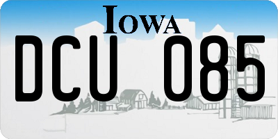 IA license plate DCU085
