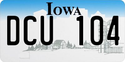 IA license plate DCU104