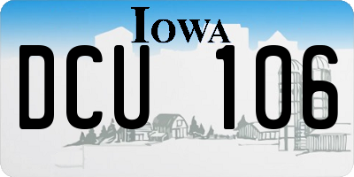 IA license plate DCU106