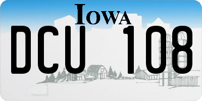 IA license plate DCU108