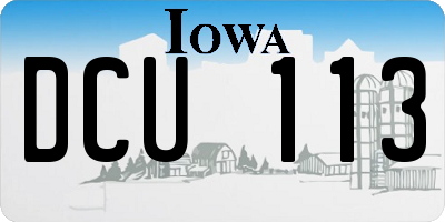 IA license plate DCU113