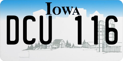IA license plate DCU116