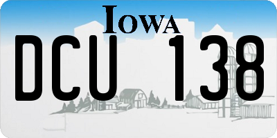 IA license plate DCU138