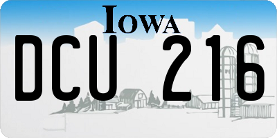 IA license plate DCU216