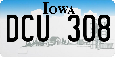 IA license plate DCU308