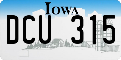 IA license plate DCU315