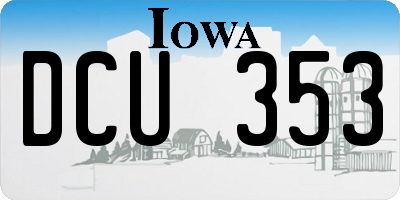 IA license plate DCU353