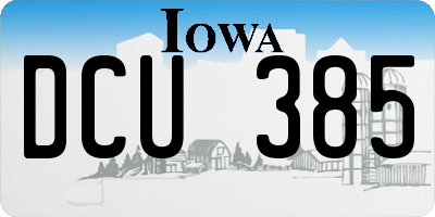 IA license plate DCU385
